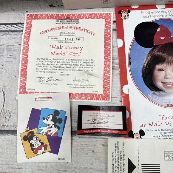 Walt Disney World Girl Hand crafted Doll Ashton Drake‎ Minnie Mouse by Tomescu - Picture 2 of 13